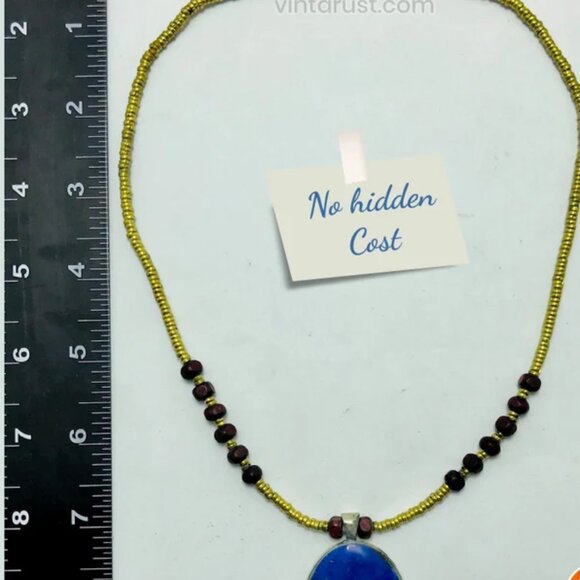 Beaded Necklace, Statement Necklaces With Pendant Stone, Western Beaded Necklace - Picture 6 of 7